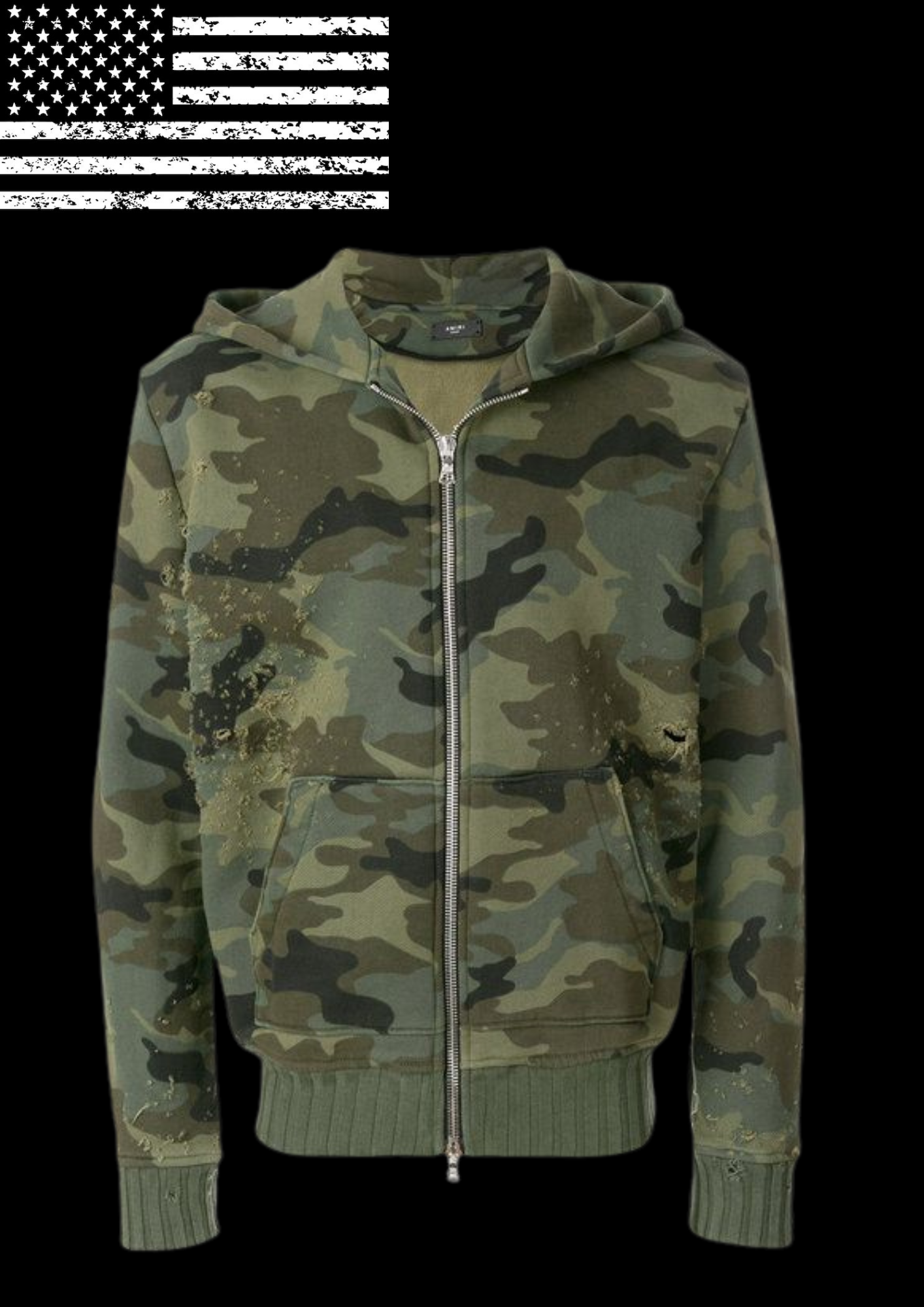 'DISTRESSED CAMO' HOODIE 𖦏