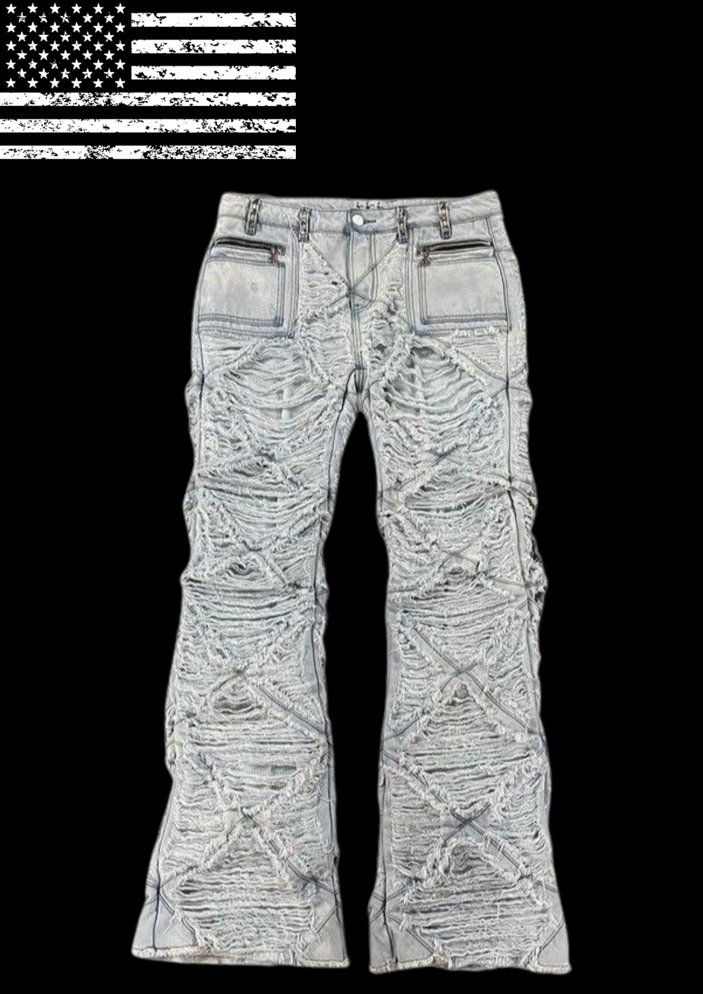 'R!PPED' FLARED JEANS 𖦏