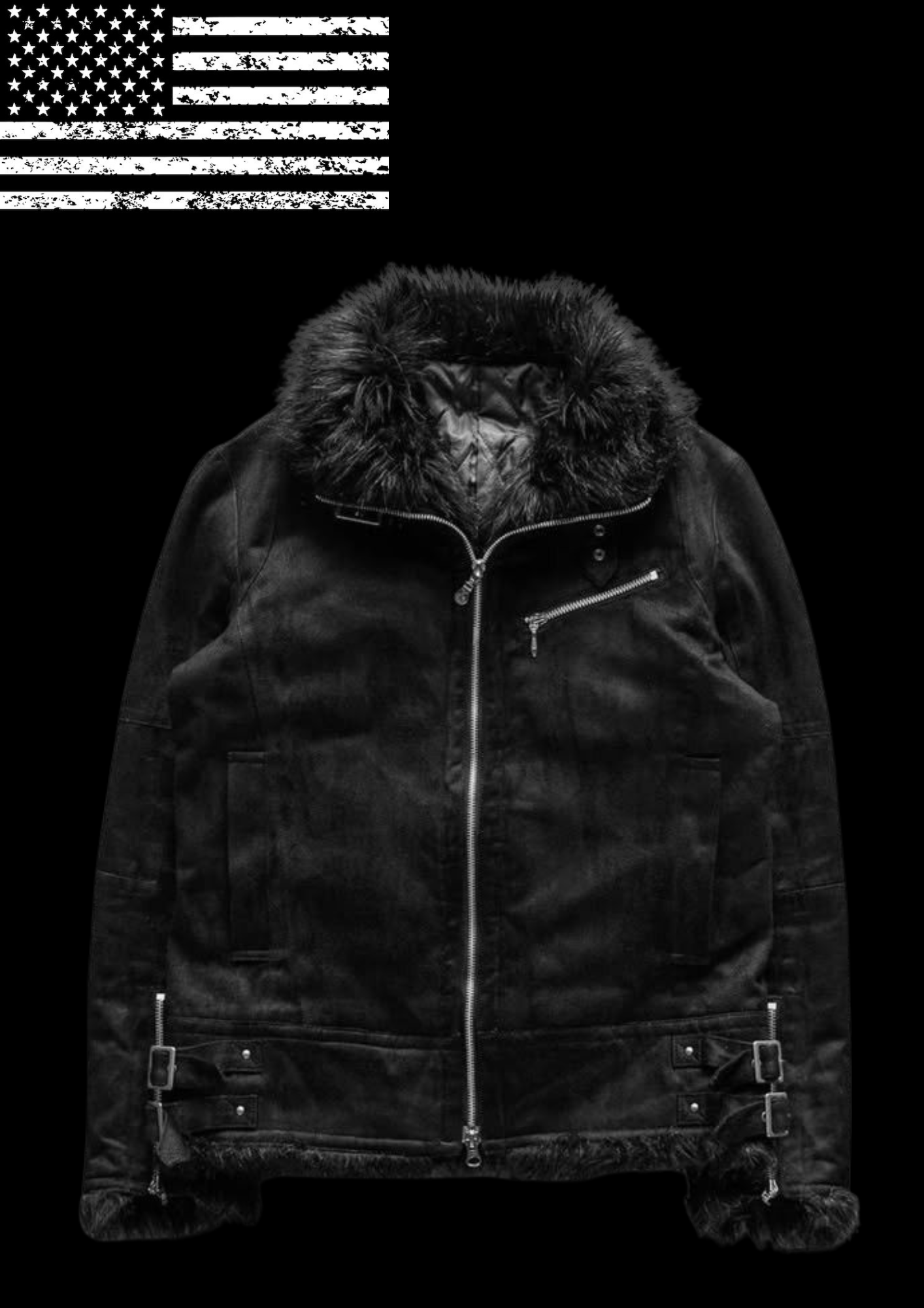 'BLACK00' FUR BIKER JACKET 𖦏