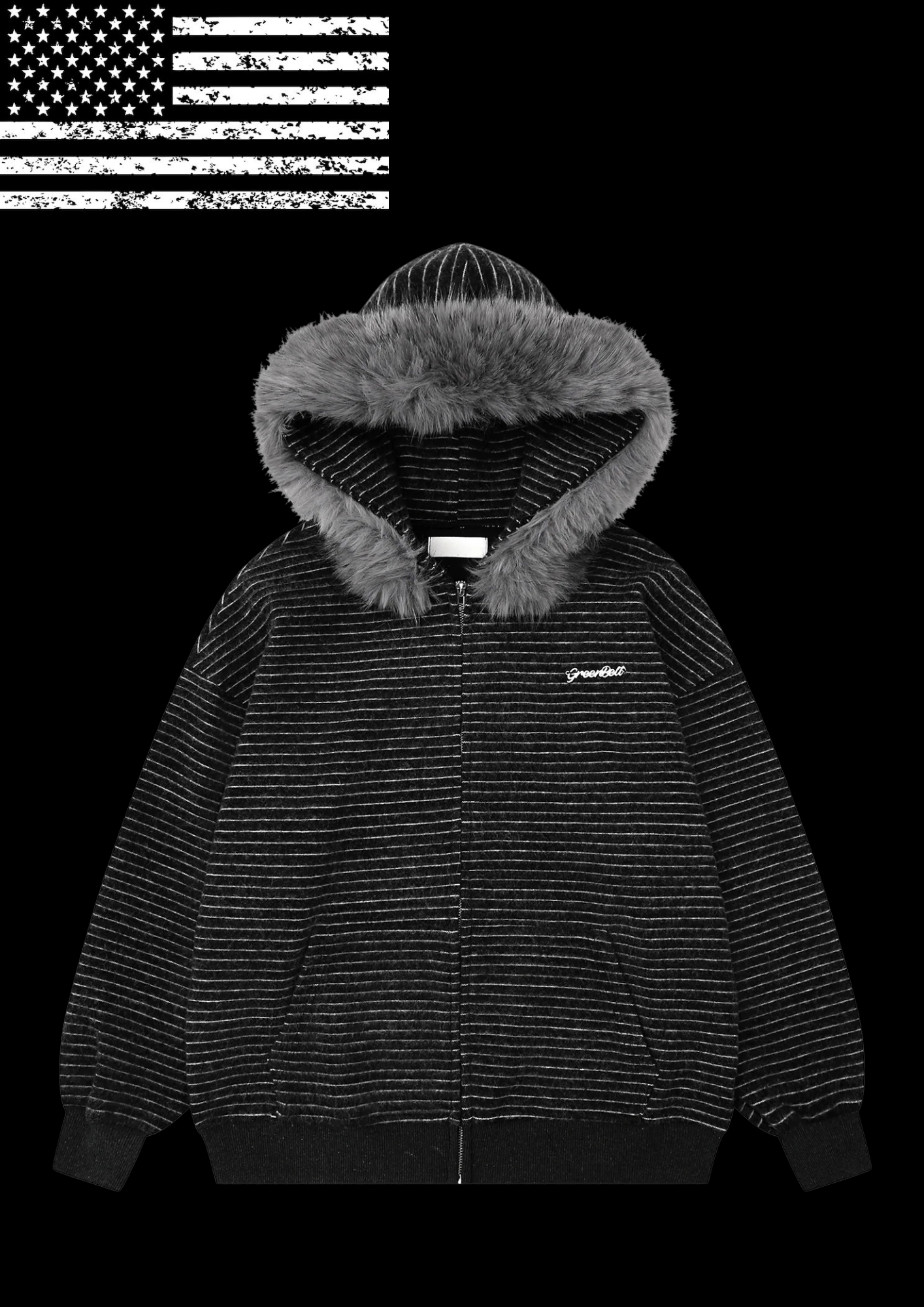 'BLACKNGREY' FUR HOODIE 𖦏