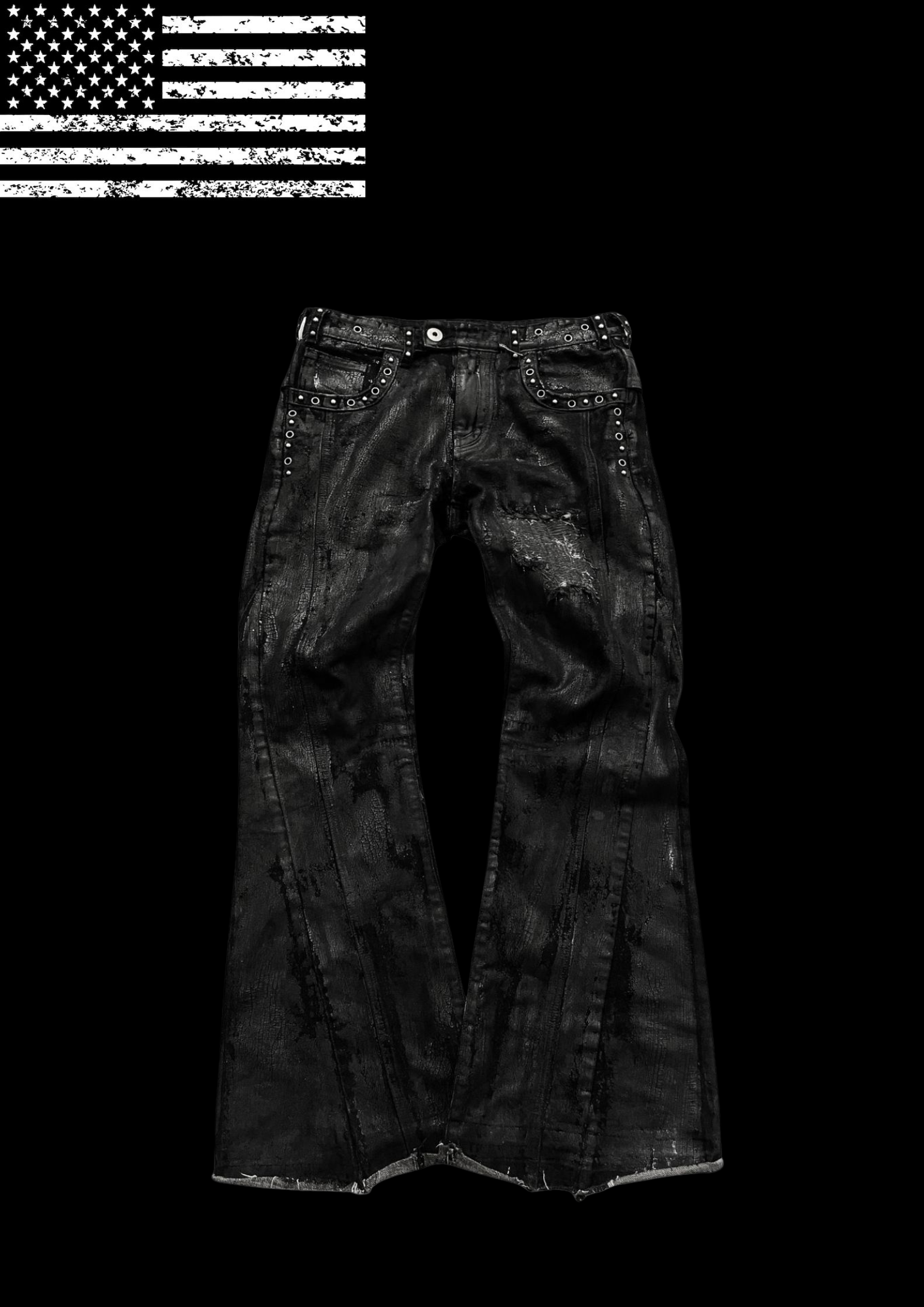 'STUDDED' FLARED JEANS 𖦏