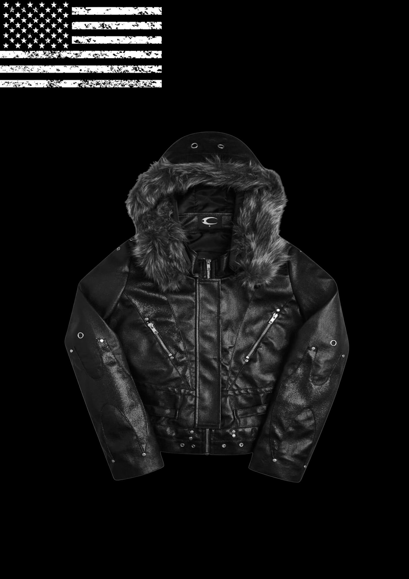 'BLXCKOUT LEATHER' FUR JACKET 𖦏